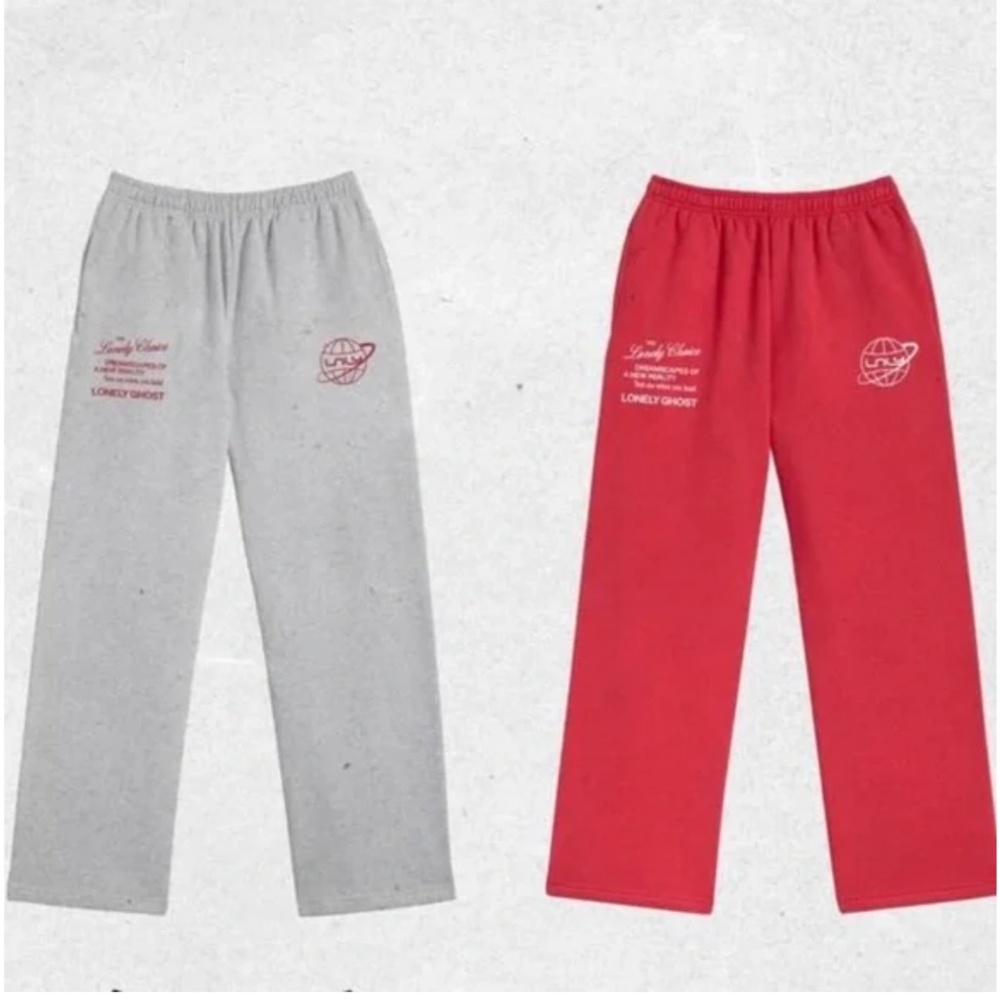 LONELY GHOST Text Me When You Land Sweatpants RED